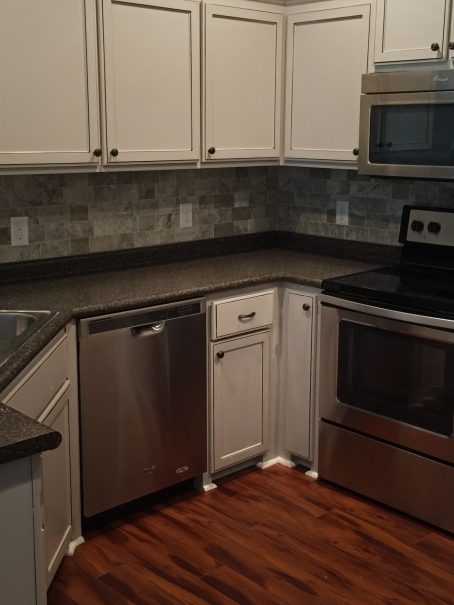 Marble Back Splash in Gray Tones done by Old South Flooring & Tile. Guyton, GA.